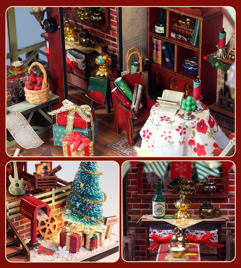 Christmas Night Warm House - Miniature Dollhouse DIY Kit with Music Box, Desktop Decor, Creative Gift (English Color Box) Christmas Night Warm House - Miniature Dollhouse DIY Kit with Music Box, Desktop Decor, Creative Gift (English Color Box)