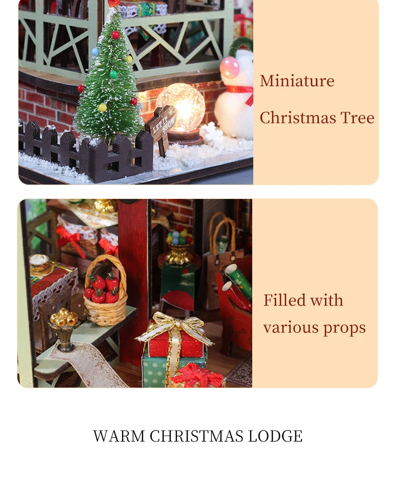Christmas Night Warm House - Miniature Dollhouse DIY Kit with Music Box, Desktop Decor, Creative Gift (English Color Box) Christmas Night Warm House - Miniature Dollhouse DIY Kit with Music Box, Desktop Decor, Creative Gift (English Color Box)