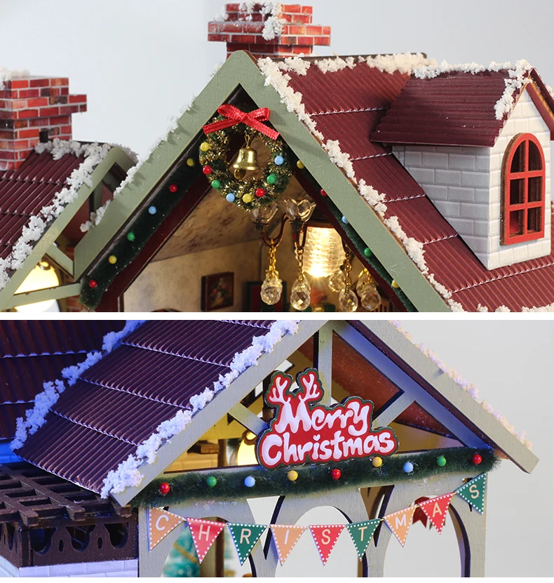 Christmas Night Warm House - Miniature Dollhouse DIY Kit with Music Box, Desktop Decor, Creative Gift (English Color Box) Christmas Night Warm House - Miniature Dollhouse DIY Kit with Music Box, Desktop Decor, Creative Gift (English Color Box)