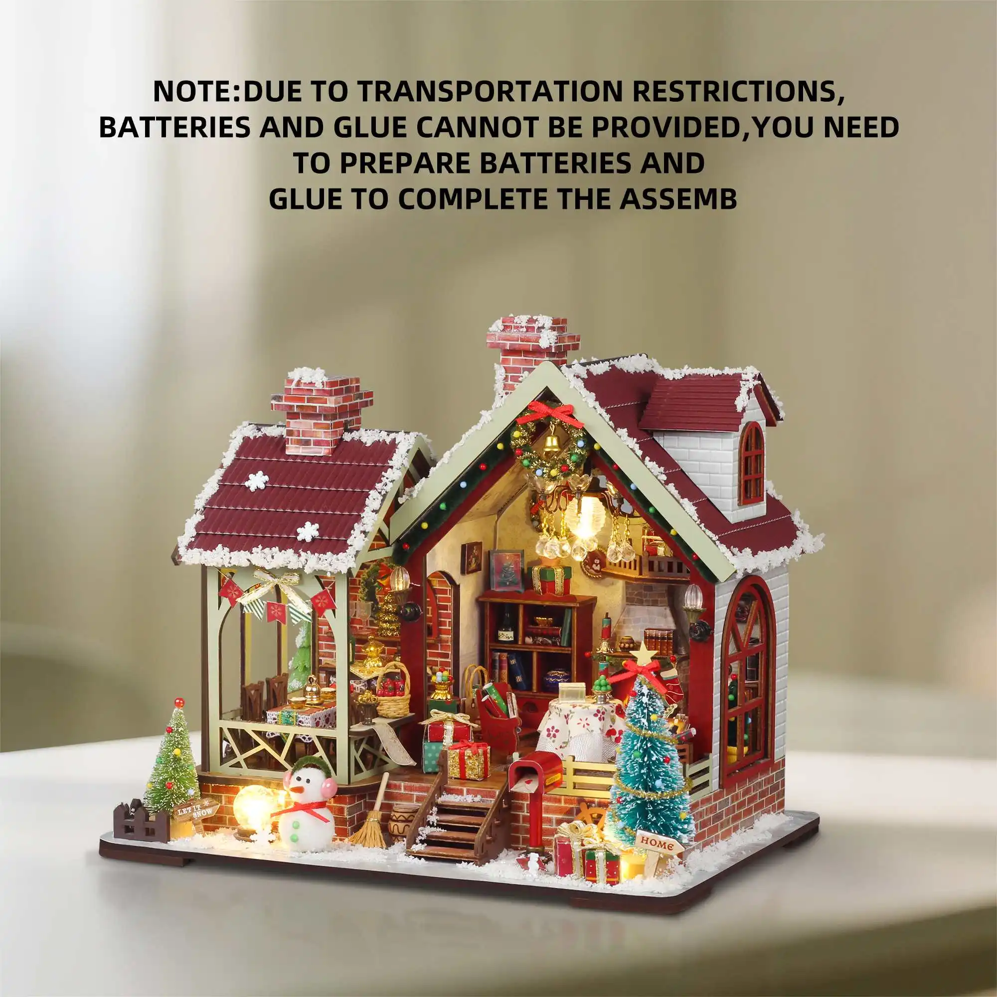 Christmas Night Warm House - Miniature Dollhouse DIY Kit with Music Box, Desktop Decor, Creative Gift (English Color Box) - Image 6