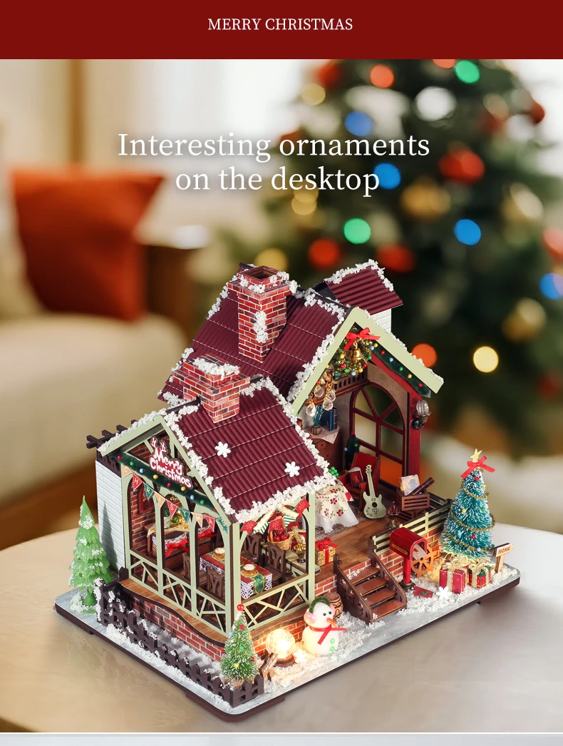 Christmas Night Warm House - Miniature Dollhouse DIY Kit with Music Box, Desktop Decor, Creative Gift (English Color Box) Christmas Night Warm House - Miniature Dollhouse DIY Kit with Music Box, Desktop Decor, Creative Gift (English Color Box)