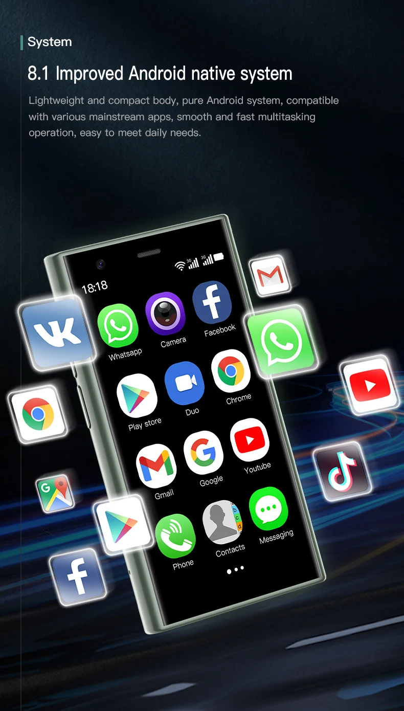 SOYES S23 Pro Mini Smartphones Android 8.1 Dual SIM 3.0'' HD 1000mAh Battery WIFI Bluetooth 3G Small Mobile Phone