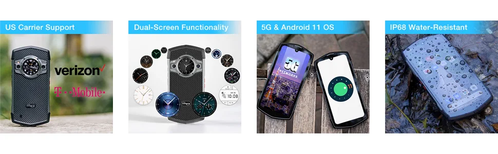 Unihertz Tick Tock 5G Rugged Smartphone Android 128GB 48MP Camera Cellphone 6000mAh Phone with Dual-Screen IP 68 Waterproof