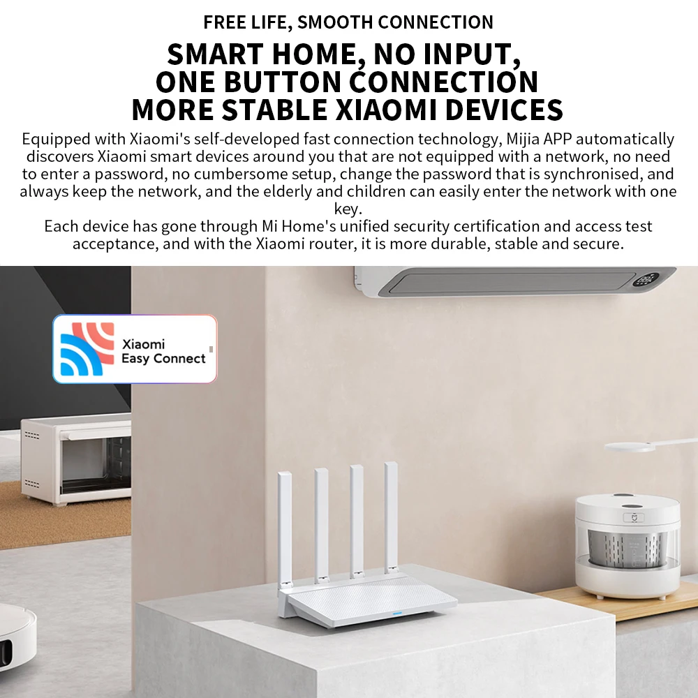 2024 NEW Original Xiaomi AX3000T Router 5GHz 160MHz Broadband 1.3GHz Processor High Speed NFC Connection For Home Office Games
