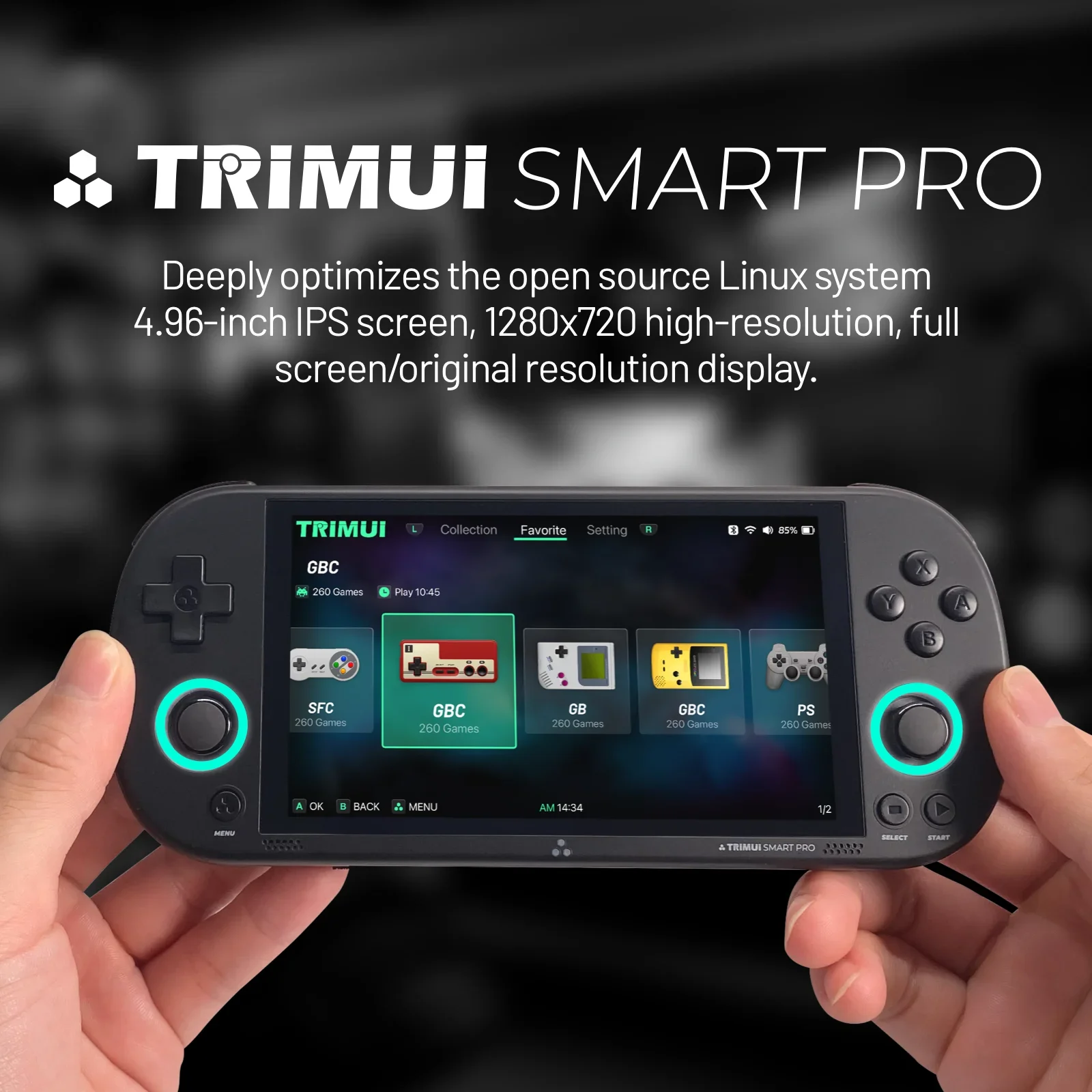 Trimui Smart Pro Handheld Game Console 4.96''IPS Screen Linux System Joystick RGB Lighting Smartpro Retro Video Game Player Gift Trimui Smart Pro Handheld Game Console 4.96''IPS Screen Linux System Joystick RGB Lighting Smartpro Retro Video Game Player Gift