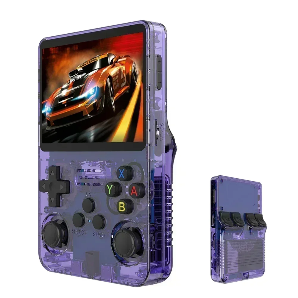R36S Orange Portable Video Game Console 64G/128GB 3.5 Inch IPS Screen Open Source Linux Pocket Player with 15000 Preloaded Games