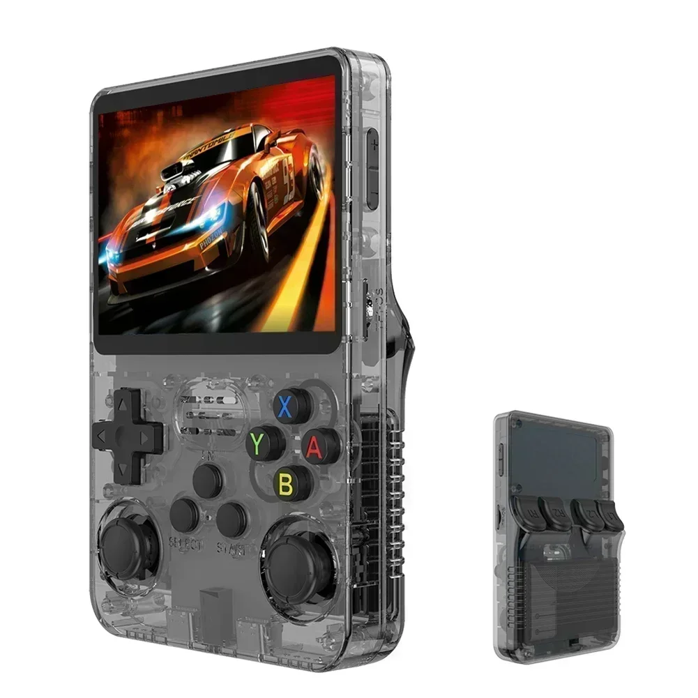R36S Orange Portable Video Game Console 64G/128GB 3.5 Inch IPS Screen Open Source Linux Pocket Player with 15000 Preloaded Games