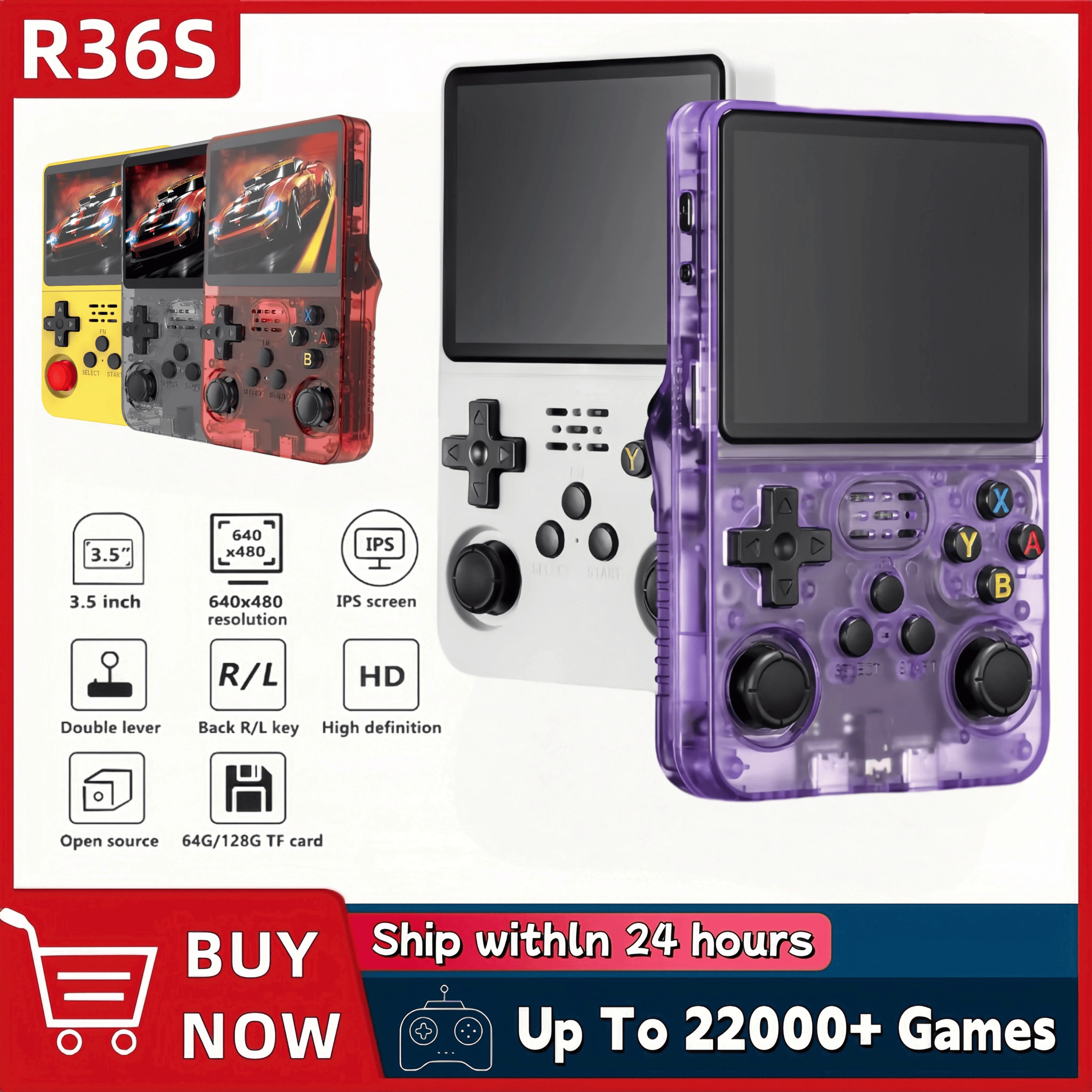 Retro R36S Handheld Video Game Console 3.5 Inch IPS Screen 128GB Preloaded Games Portable Pocket Player Linux System Retro R36S Handheld Video Game Console 3.5 Inch IPS Screen 128GB Preloaded Games Portable Pocket Player Linux System
