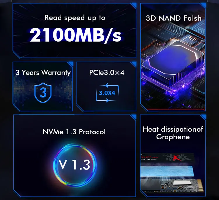 HUADISK Ssd Nvme M2 Pcie Gen3 Hard Drive Disk 128gb 256gb 512gb 1tb Internal Hard Drive For Notebook Desktop