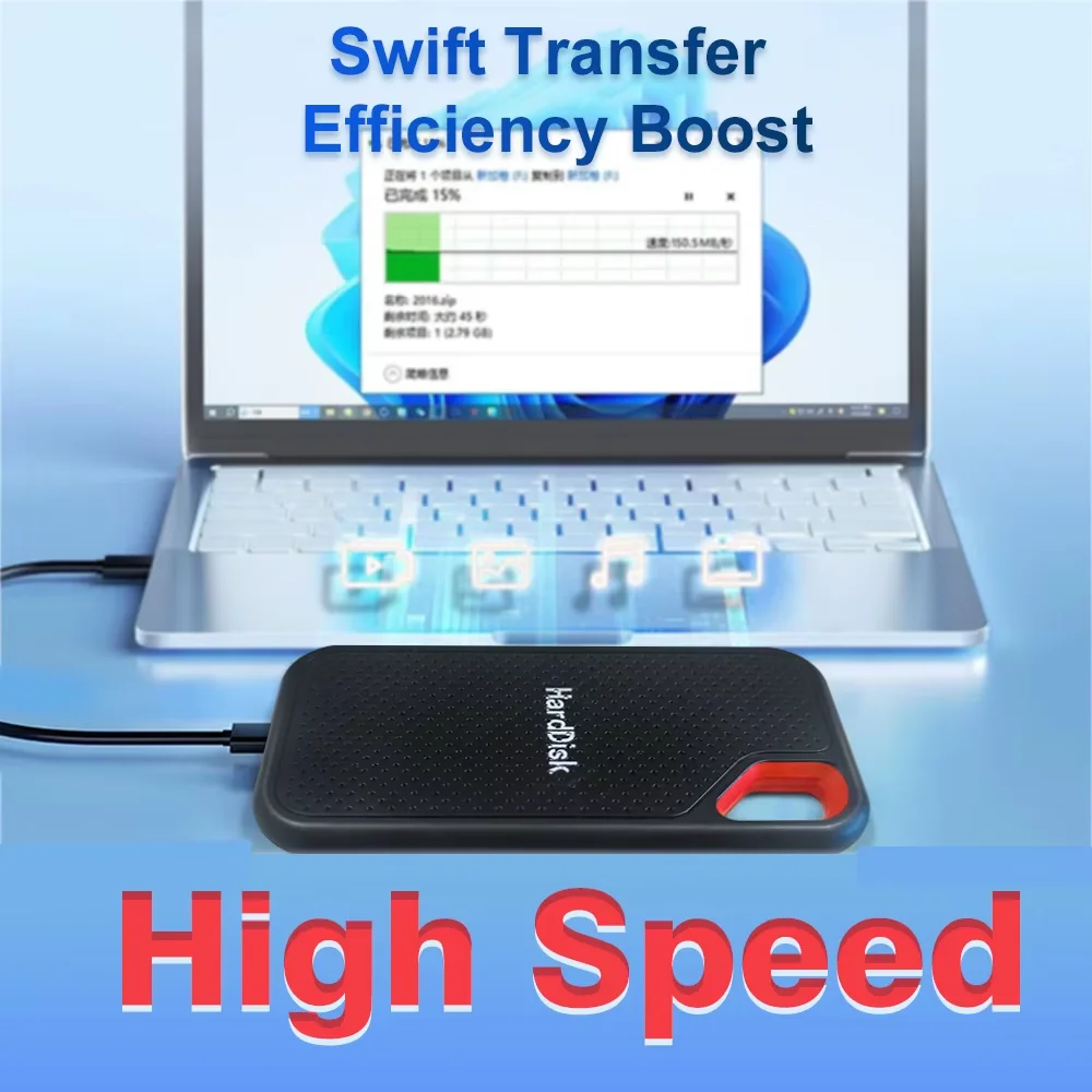 Practical Hard Disk 1TB Efficient External Hard Drive Portable SSD 128TB Large Capacity Solid State Drive for Desktop MAC Phone