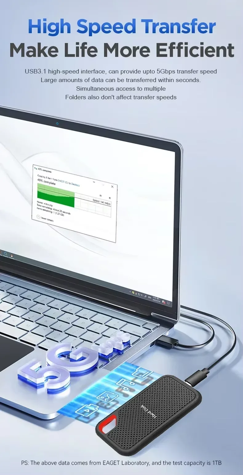 Practical Hard Disk 1TB Efficient External Hard Drive Portable SSD 128TB Large Capacity Solid State Drive for Desktop MAC Phone - Image 6