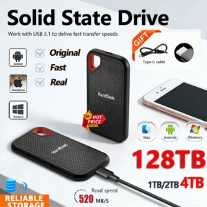 Practical Hard Disk 1TB Efficient External Hard Drive Portable SSD 128TB Large Capacity Solid State Drive for Desktop MAC Phone