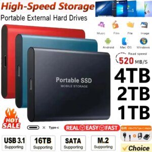 Portable SSD 1TB Original External Hard Drive USB 3.1 Type-C High Speed Solid Disk 2TB 4TB Mass Storage for Phone/Loptop/Mac/PC