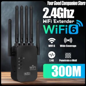 Dual Network interface WiFi 6 Repeater Signal Amplifier Router 300Mbps Signal Booster Cellular communication amplifier