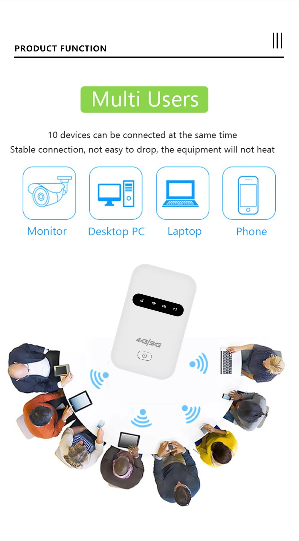 PHONEPACE Portable 4G/5G LTE Mobile WiFi Router 150Mbps 3500mAh Pocket MiFi Modem with SIM Card Slot for Mobile Wifi Hotspot