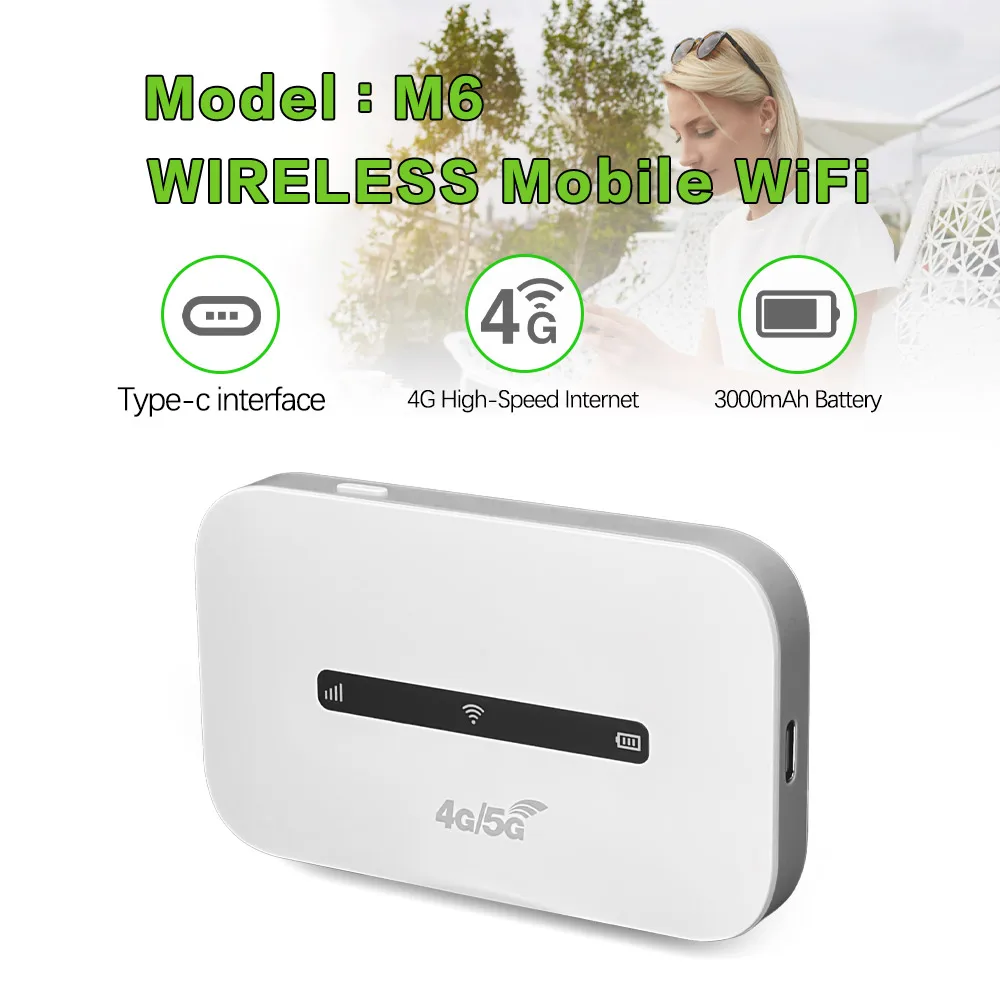 PHONEPACE Portable 4G/5G LTE Mobile WiFi Router 150Mbps 3500mAh Pocket MiFi Modem with SIM Card Slot for Mobile Wifi Hotspot