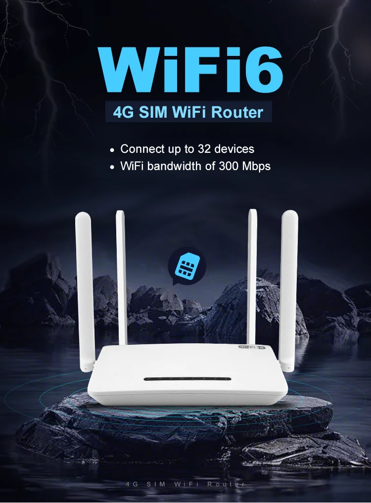 XUNYOU-LINK WiFi 6 Modem 4G LTE WIFI Router 300Mbps High Speed Support 32 Device Connection Wireless Hotspot 4G SIM Wifi Router