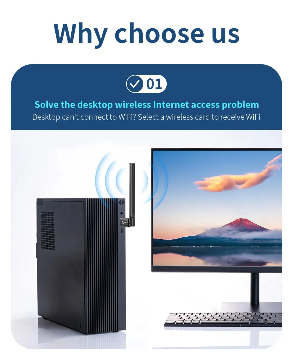 COMFAST 1300Mbps USB Wifi Adapter 2.4G/5.8Ghz Network Card USB3.0/2.0 WIFI Dongle Receiver For PC Win10/11 COMFAST 1300Mbps USB Wifi Adapter 2.4G/5.8Ghz Network Card USB3.0/2.0 WIFI Dongle Receiver For PC Win10/11