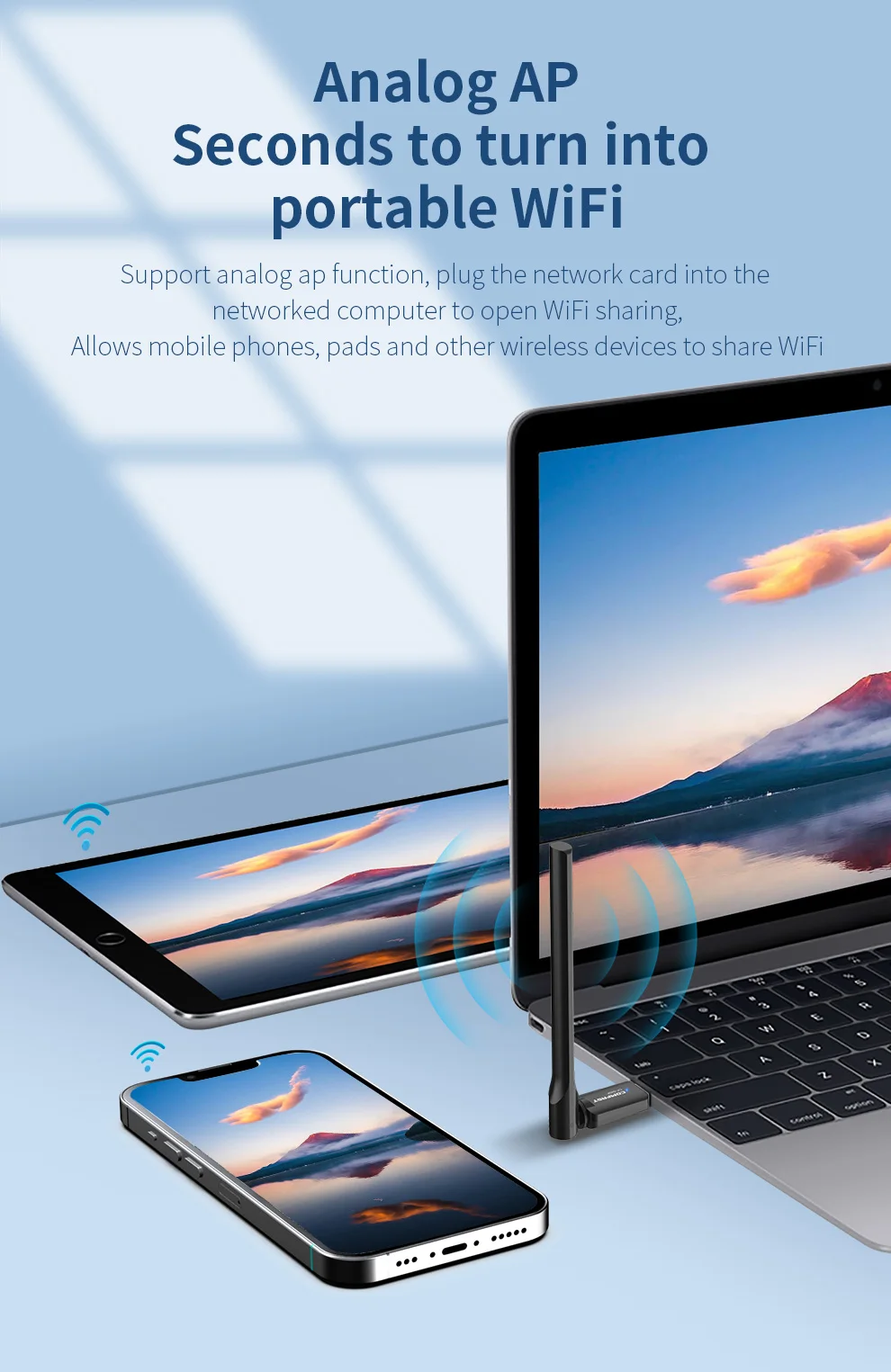 COMFAST 1300Mbps USB Wifi Adapter 2.4G/5.8Ghz Network Card USB3.0/2.0 WIFI Dongle Receiver For PC Win10/11 COMFAST 1300Mbps USB Wifi Adapter 2.4G/5.8Ghz Network Card USB3.0/2.0 WIFI Dongle Receiver For PC Win10/11