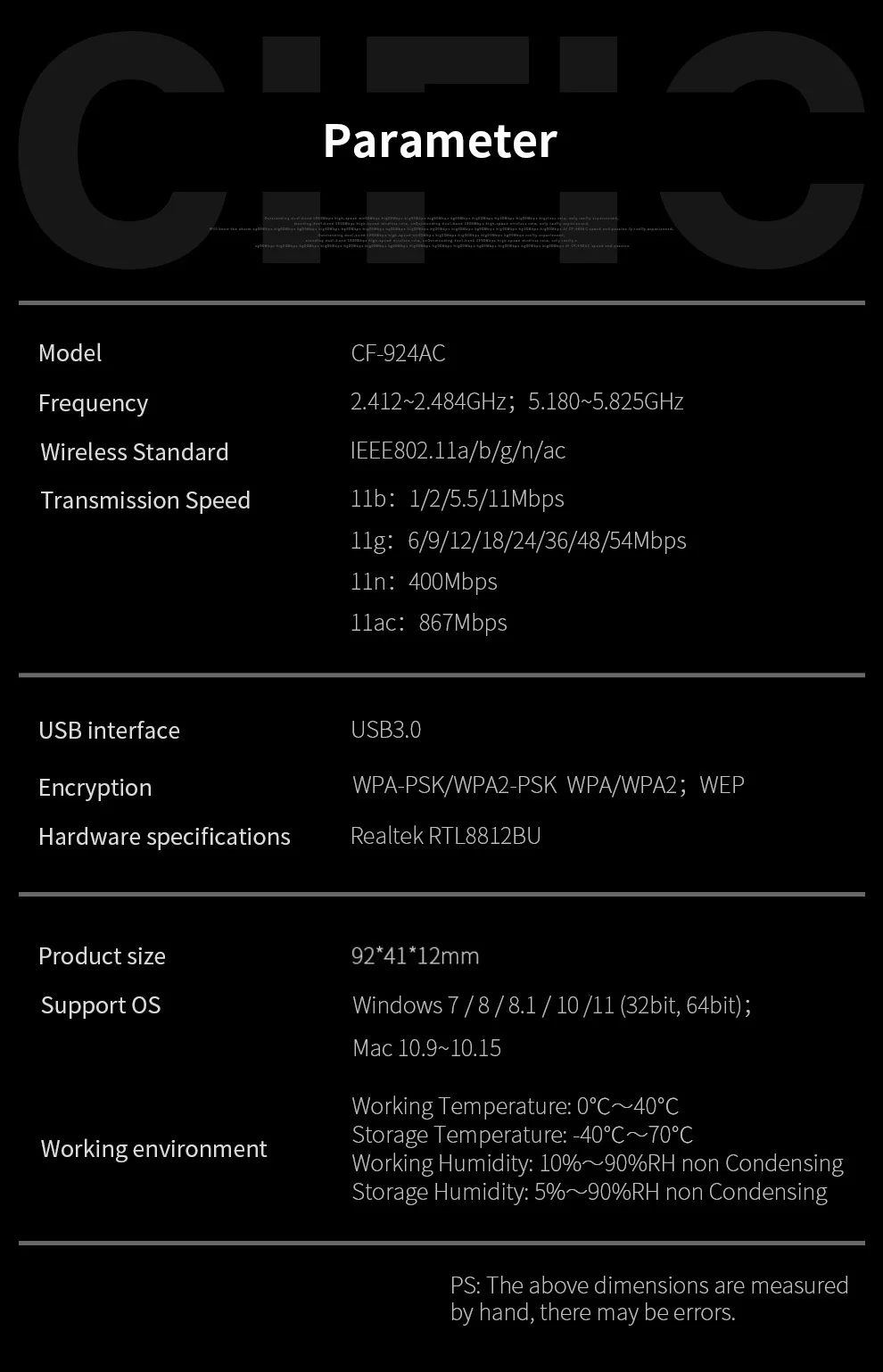 COMFAST 1300Mbps USB Wifi Adapter 2.4G/5.8Ghz Network Card USB3.0/2.0 WIFI Dongle Receiver For PC Win10/11 COMFAST 1300Mbps USB Wifi Adapter 2.4G/5.8Ghz Network Card USB3.0/2.0 WIFI Dongle Receiver For PC Win10/11