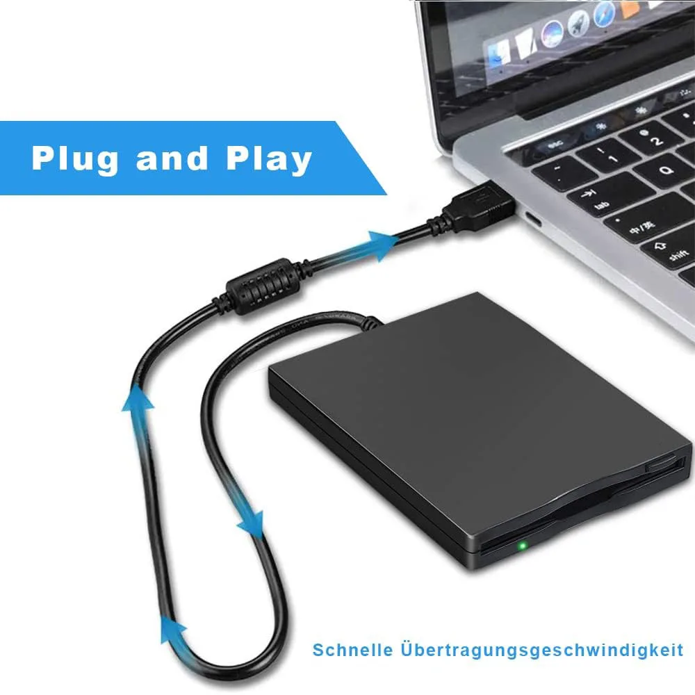 USB Floppy Disk Drive, Floppy Disk Reader 3.5 inch Portable USB External 1.44MB FDD Diskette Drive for Windows 7 10 11 PC Laptop