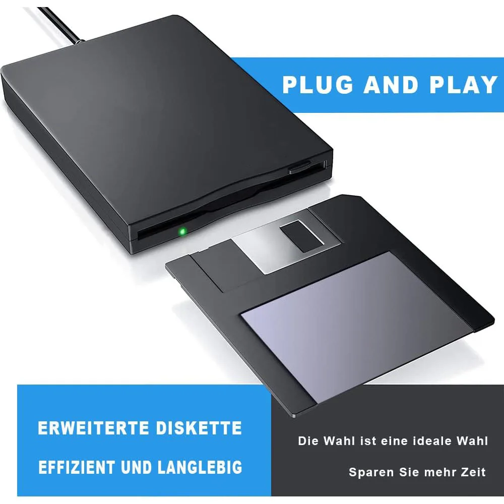 USB Floppy Disk Drive, Floppy Disk Reader 3.5 inch Portable USB External 1.44MB FDD Diskette Drive for Windows 7 10 11 PC Laptop