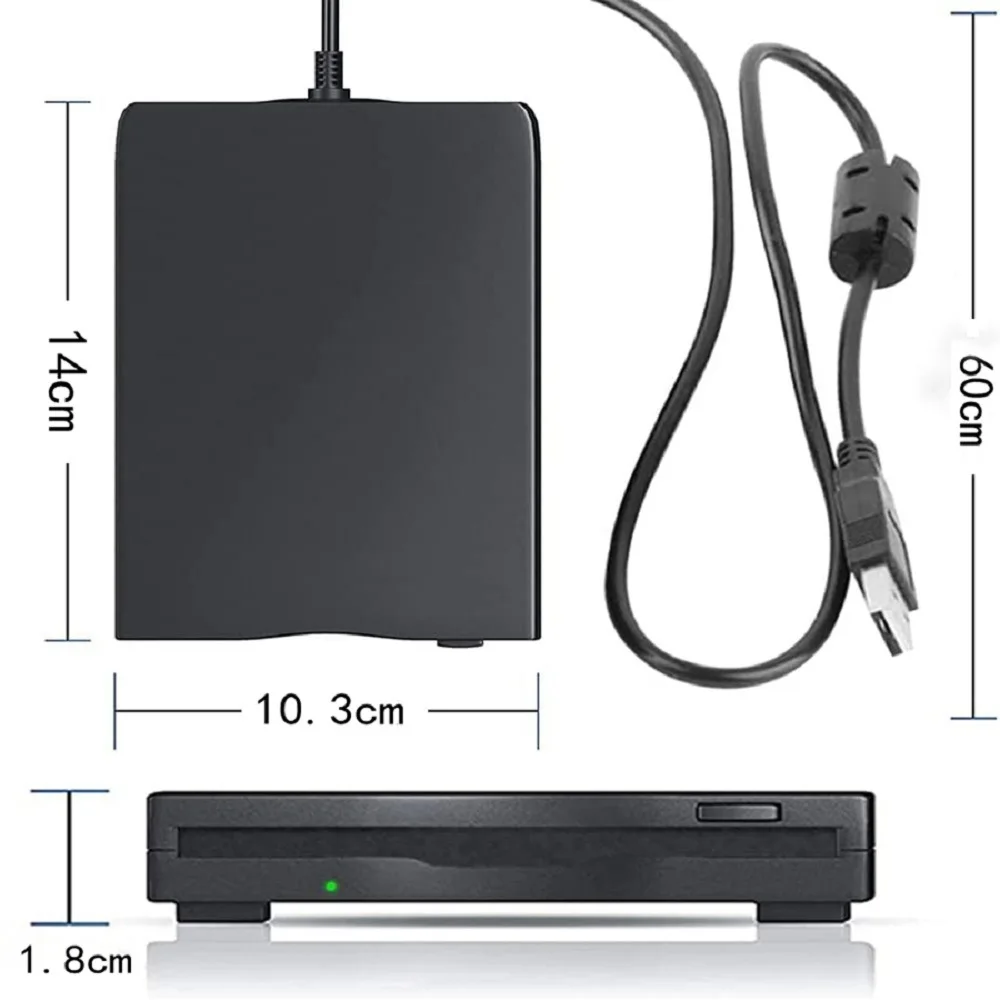 USB External Floppy Disk Reader Drive 3.5” 1.44MB FDD Diskette Drive for Mac Windows 10/7/8/XP/Vista PC Laptop Desktop