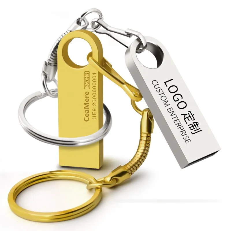 10Pcs/lot Metal USB Flash Drive 4GB 8GB Pen Drive 16GB 32GB cle USB Stick 2.0 UDP Memory Flash Drive 64GB 128GB Free custom logo