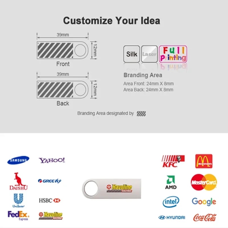 10Pcs/lot Metal USB Flash Drive 4GB 8GB Pen Drive 16GB 32GB cle USB Stick 2.0 UDP Memory Flash Drive 64GB 128GB Free custom logo