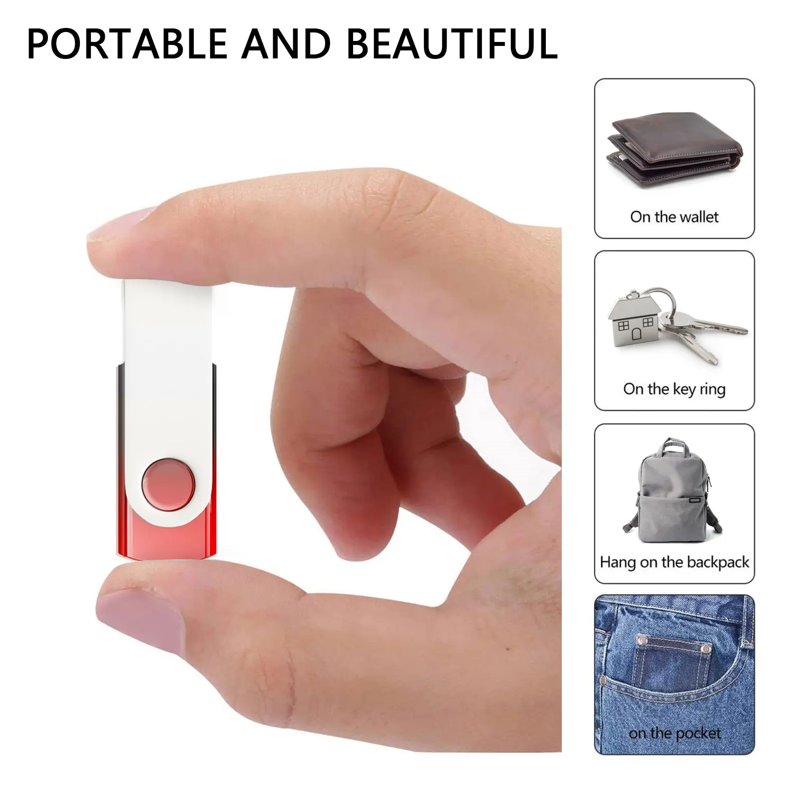 10Pack 4GB 32GB 128MB USB Flash Drives Gradient Color 2.0 Memory Stick Wholesale Bulk Swivel Design Thumb Drive for Data Storage