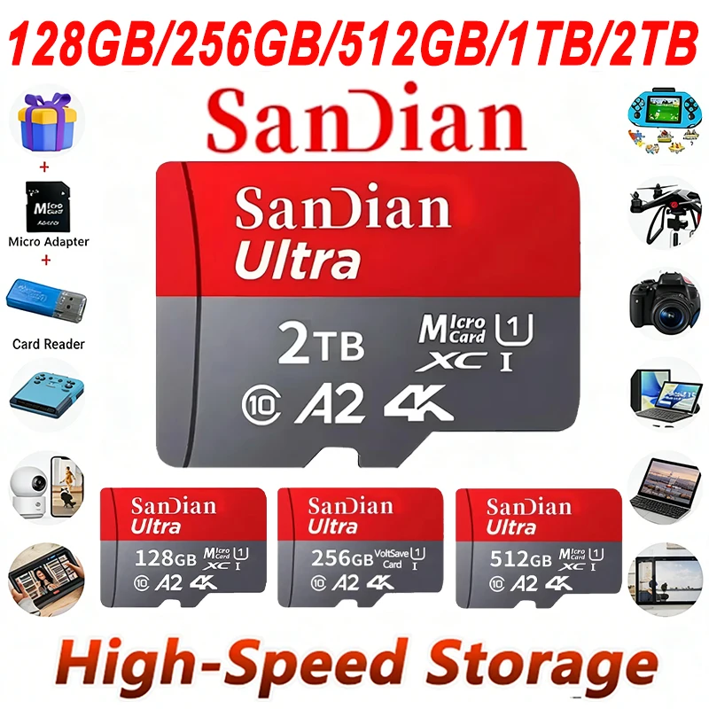 128GB Micro TF/ SD Card Class 10 High Speed Memory Cards Stable Performance SD Memory Card for Phones/Digital Camera/MP3 Player
