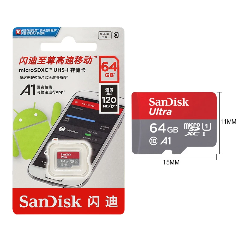 Sandisk Ultra Micro tf 128GB 32GB 64GB 256GB Micro tf SD Card SD/TF Flash Card Memory Card 32 64 128 gb miniSD for Phone