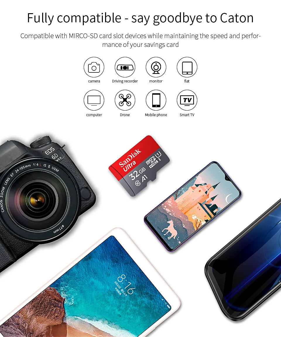 Sandisk Ultra Micro tf 128GB 32GB 64GB 256GB Micro tf SD Card SD/TF Flash Card Memory Card 32 64 128 gb miniSD for Phone