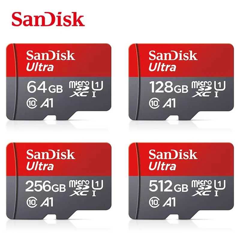 Sandisk 512GB 256GB Memory Card 128GB 64GB 32GB TF Micro SD Class A1-10 UHS-1 Flash Memory Microsd Sandisk 512GB 256GB Memory Card 128GB 64GB 32GB TF Micro SD Class A1-10 UHS-1 Flash Memory Microsd