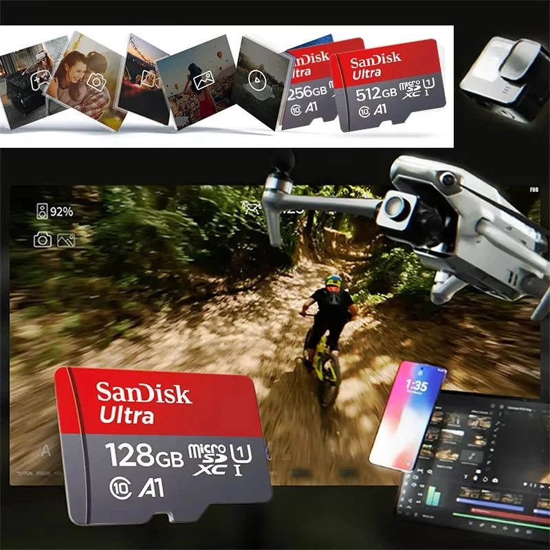 Sandisk 512GB 256GB Memory Card 128GB 64GB 32GB TF Micro SD Class A1-10 UHS-1 Flash Memory Microsd Sandisk 512GB 256GB Memory Card 128GB 64GB 32GB TF Micro SD Class A1-10 UHS-1 Flash Memory Microsd