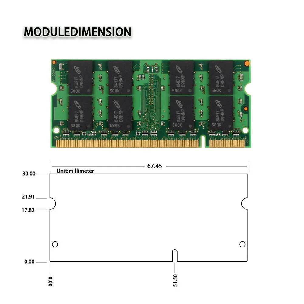 Crucial Memoria Laptop RAM DDR2 2GB 4GB (2x2GB) 667MHz 800MHz Memory SODIMM PC2-5300 PC2-6400 Non-ECC Unbuffered For Notebook - Image 4