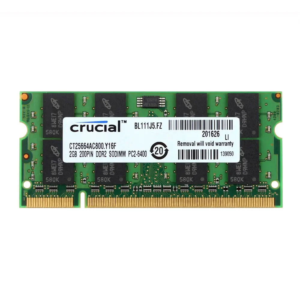 Crucial Memoria Laptop RAM DDR2 2GB 4GB (2x2GB) 667MHz 800MHz Memory SODIMM PC2-5300 PC2-6400 Non-ECC Unbuffered For Notebook Crucial Memoria Laptop RAM DDR2 2GB 4GB (2x2GB) 667MHz 800MHz Memory SODIMM PC2-5300 PC2-6400 Non-ECC Unbuffered For Notebook