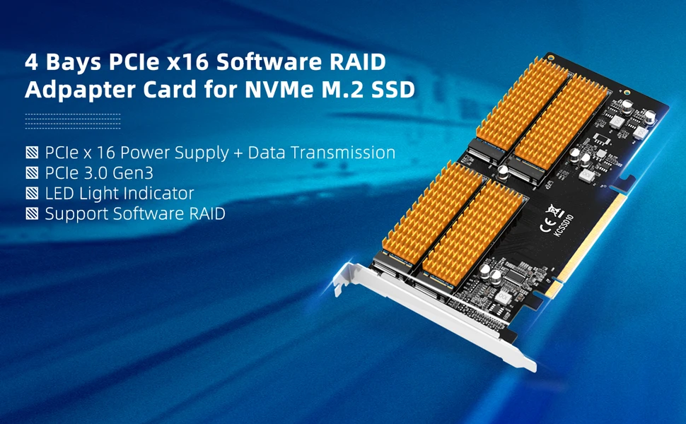 MAIWO NVMe Expansion Card PCIe 3.0 to M.2 NVMe SSD Converter 4 Bay Raid Array Card PC Motherboard PCI-e X16 for 2242 2260 2280mm MAIWO NVMe Expansion Card PCIe 3.0 to M.2 NVMe SSD Converter 4 Bay Raid Array Card PC Motherboard PCI-e X16 for 2242 2260 2280mm