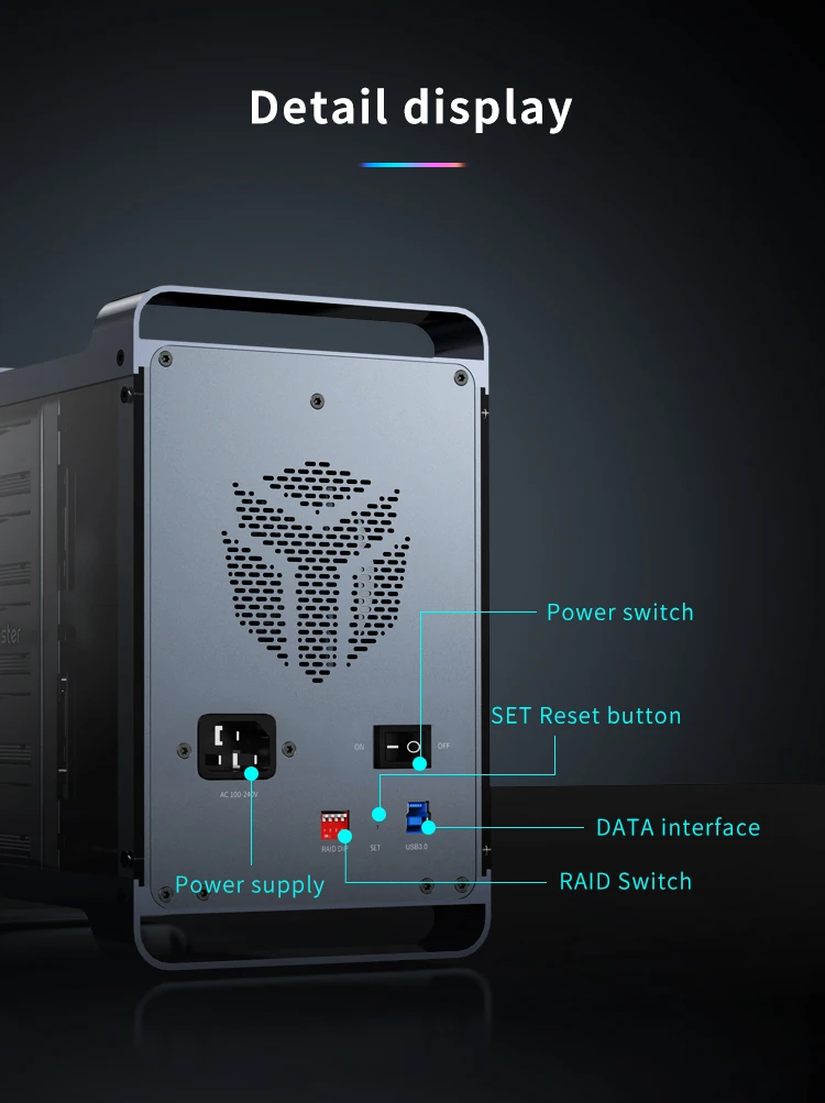 Yottamaster 2.5 3.5 inch SATA HDD SSD Enclosure 4/5 Bay RAID External Case House Multi Slot Port 5*18TB RGB Silent Fan HDD Case Yottamaster 2.5 3.5 inch SATA HDD SSD Enclosure 4/5 Bay RAID External Case House Multi Slot Port 5*18TB RGB Silent Fan HDD Case