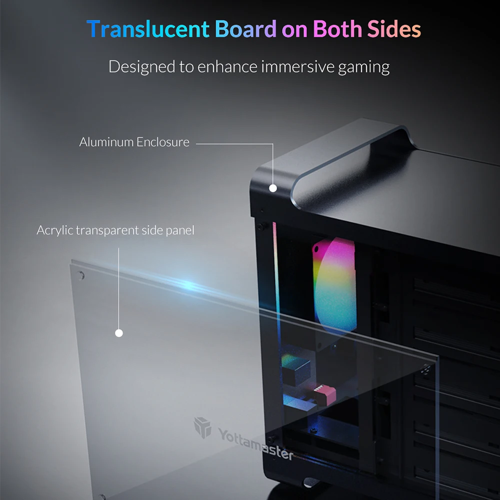 Yottamaster 2.5 3.5 inch SATA HDD SSD Enclosure 4/5 Bay RAID External Case House Multi Slot Port 5*18TB RGB Silent Fan HDD Case - Image 5