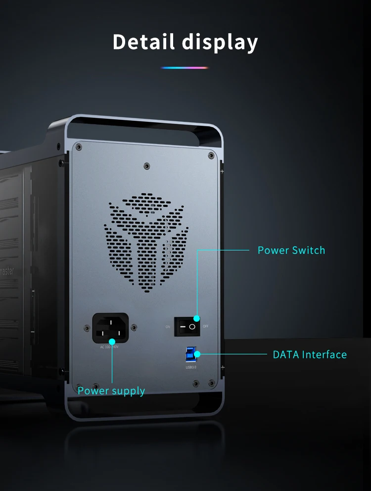 Yottamaster 2.5 3.5 inch SATA HDD SSD Enclosure 4/5 Bay RAID External Case House Multi Slot Port 5*18TB RGB Silent Fan HDD Case Yottamaster 2.5 3.5 inch SATA HDD SSD Enclosure 4/5 Bay RAID External Case House Multi Slot Port 5*18TB RGB Silent Fan HDD Case