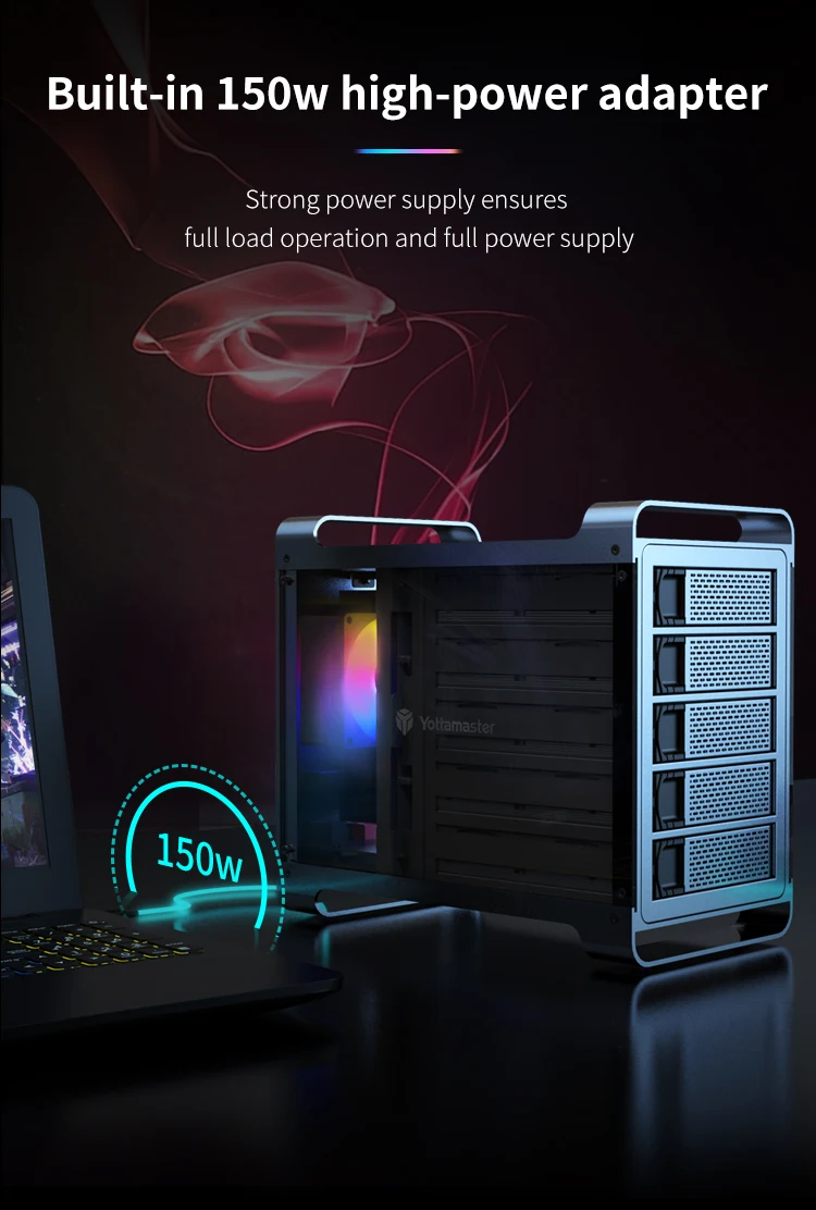 Yottamaster 2.5 3.5 inch SATA HDD SSD Enclosure 4/5 Bay RAID External Case House Multi Slot Port 5*18TB RGB Silent Fan HDD Case Yottamaster 2.5 3.5 inch SATA HDD SSD Enclosure 4/5 Bay RAID External Case House Multi Slot Port 5*18TB RGB Silent Fan HDD Case