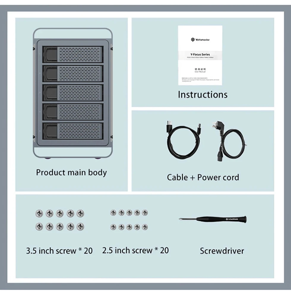 Yottamaster 2.5 3.5 inch SATA HDD SSD Enclosure 4/5 Bay RAID External Case House Multi Slot Port 5*18TB RGB Silent Fan HDD Case Yottamaster 2.5 3.5 inch SATA HDD SSD Enclosure 4/5 Bay RAID External Case House Multi Slot Port 5*18TB RGB Silent Fan HDD Case
