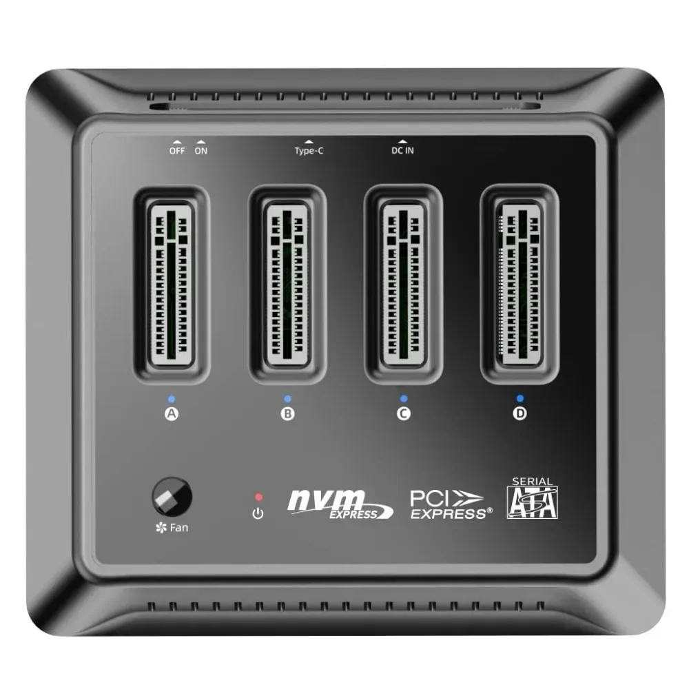 MAIWO M.2 NVMe SATA SSD Enclosure with Fan Cooling 10Gbps USB C Gen2 External Case Hard Drive Disk Copy 4 Bay Storage Box Copier