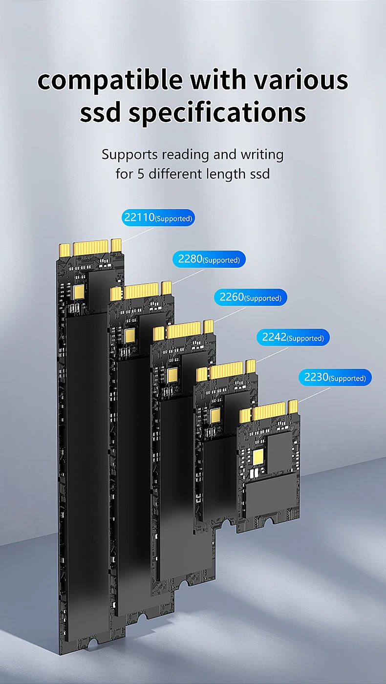Blueendless 4 bay m2 SSD docking station Type C USB3.1 10Gbps m.2 NVME SATA ngff dual protocol Aluminum alloy SSD enclosure