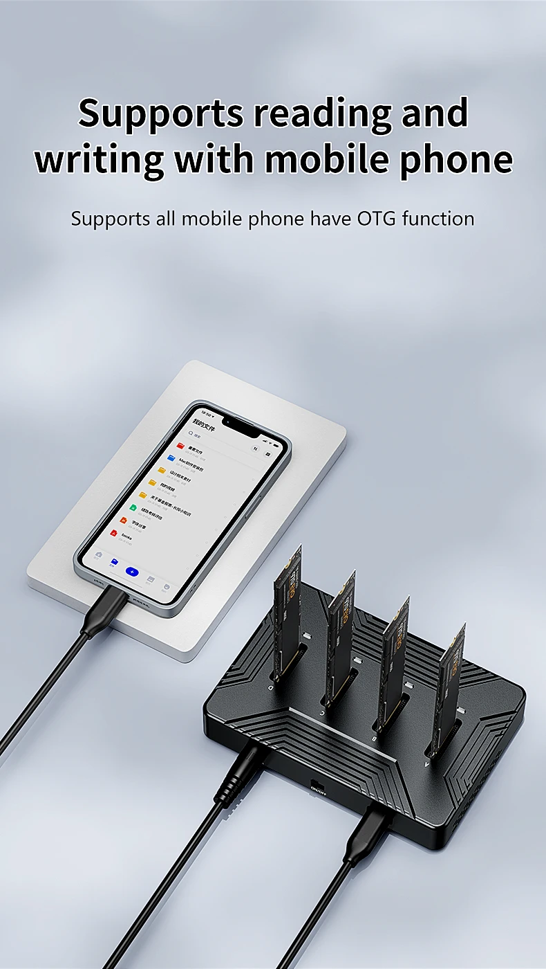 Blueendless 4 bay m2 SSD docking station Type C USB3.1 10Gbps m.2 NVME SATA ngff dual protocol Aluminum alloy SSD enclosure