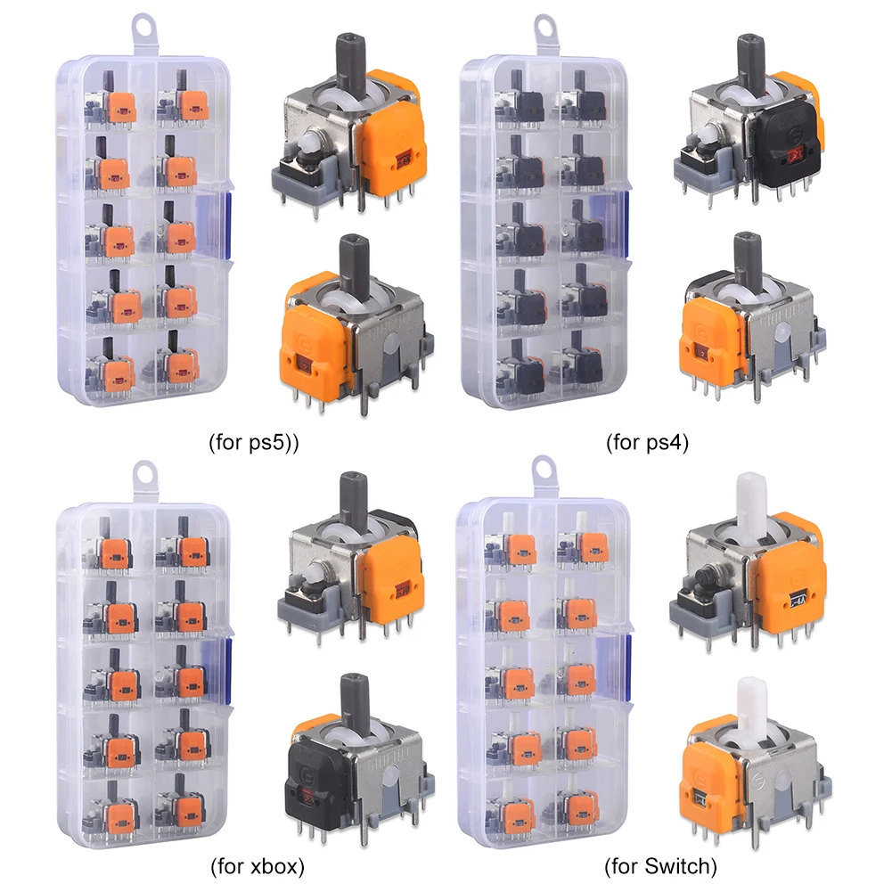 10Pcs 3D Hall Effect Joystick Adjustable Analog Stick Sensor Module Thumbsticks Module Repair Parts for PS4/PS5/XBox/Switch