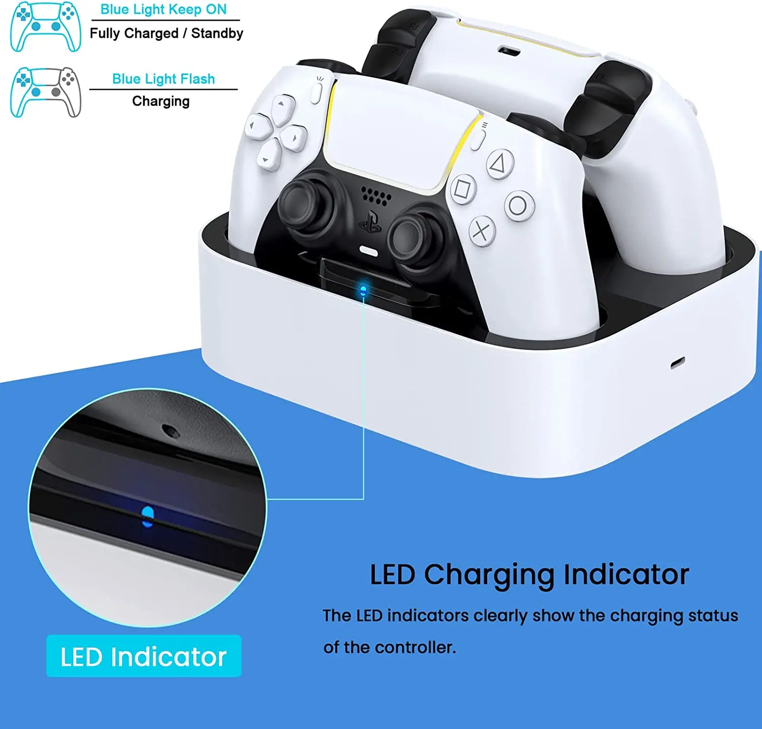 PS5 Controller Charger Station for Playstation 5 Dual for for DualSense Edge Control Fast Charging Dock Stand with Cable PS5 Controller Charger Station for Playstation 5 Dual for for DualSense Edge Control Fast Charging Dock Stand with Cable