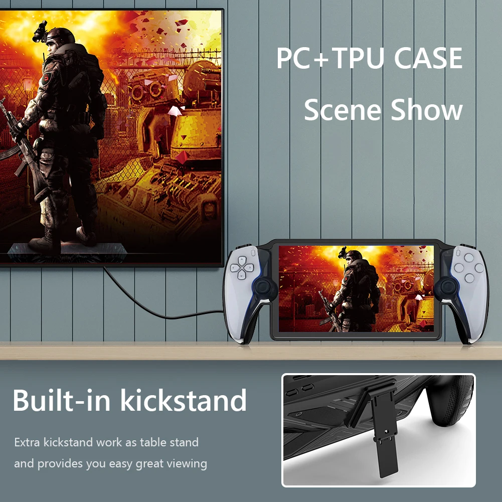 Protective Case Cover Shockproof Game Machine Grip Shell Case Anti-Scratch Game Console Protective Cover for PS5 Portal