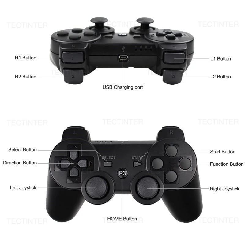 Bluetooth-Compatible Wireless Controller For PS3 Joystick Gamepad For PlayStation 3 Controle Accessories USB PC Game Controller Bluetooth-Compatible Wireless Controller For PS3 Joystick Gamepad For PlayStation 3 Controle Accessories USB PC Game Controller